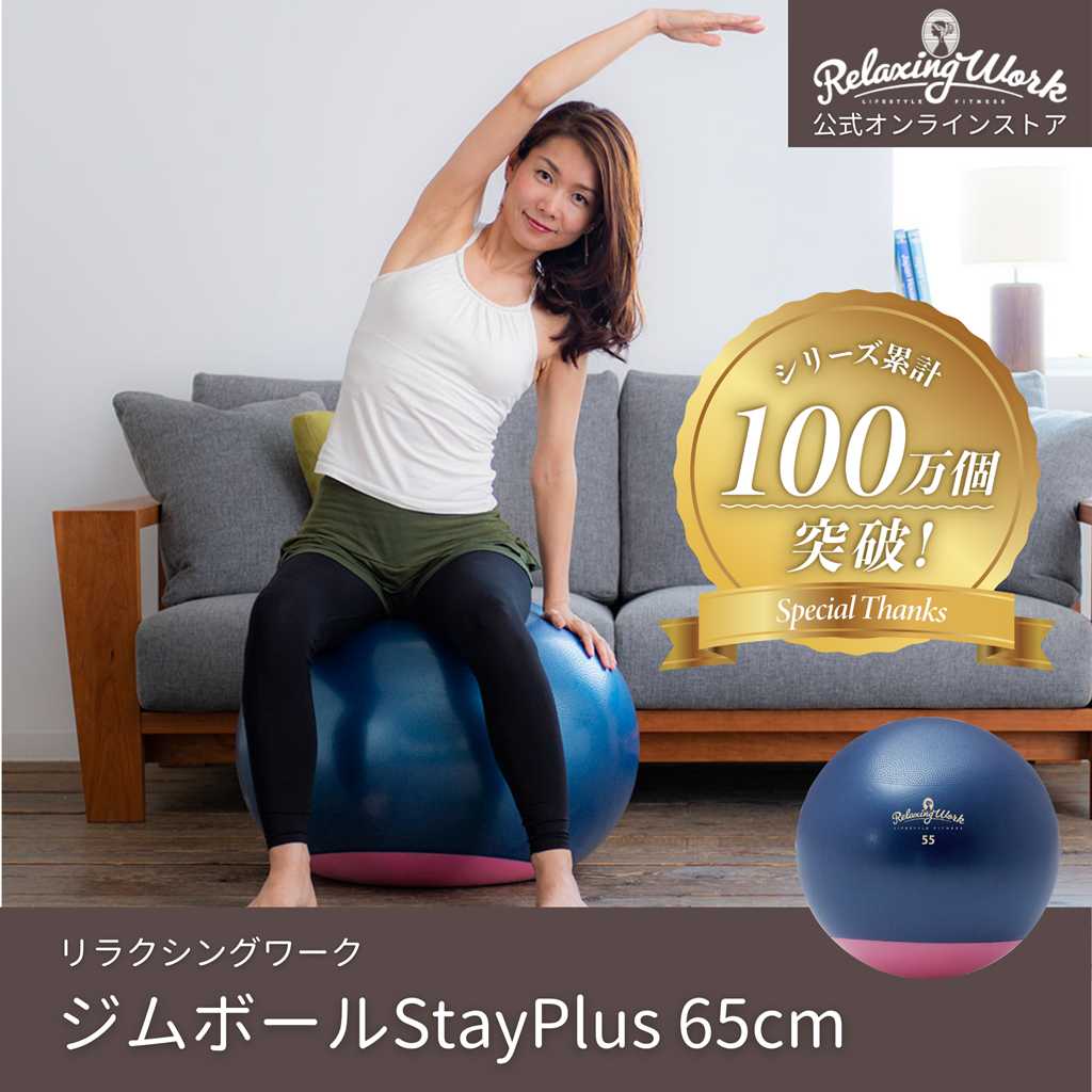 ジムボールStayPlus 65cm バランスボール 低重心設計 トレーニング 筋